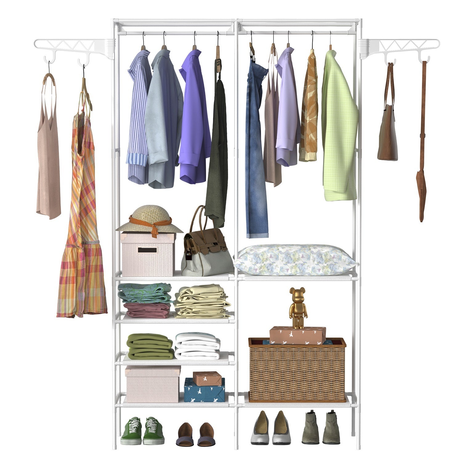Metal Garment Rack – Freestanding Clothing & Shoe Organizer