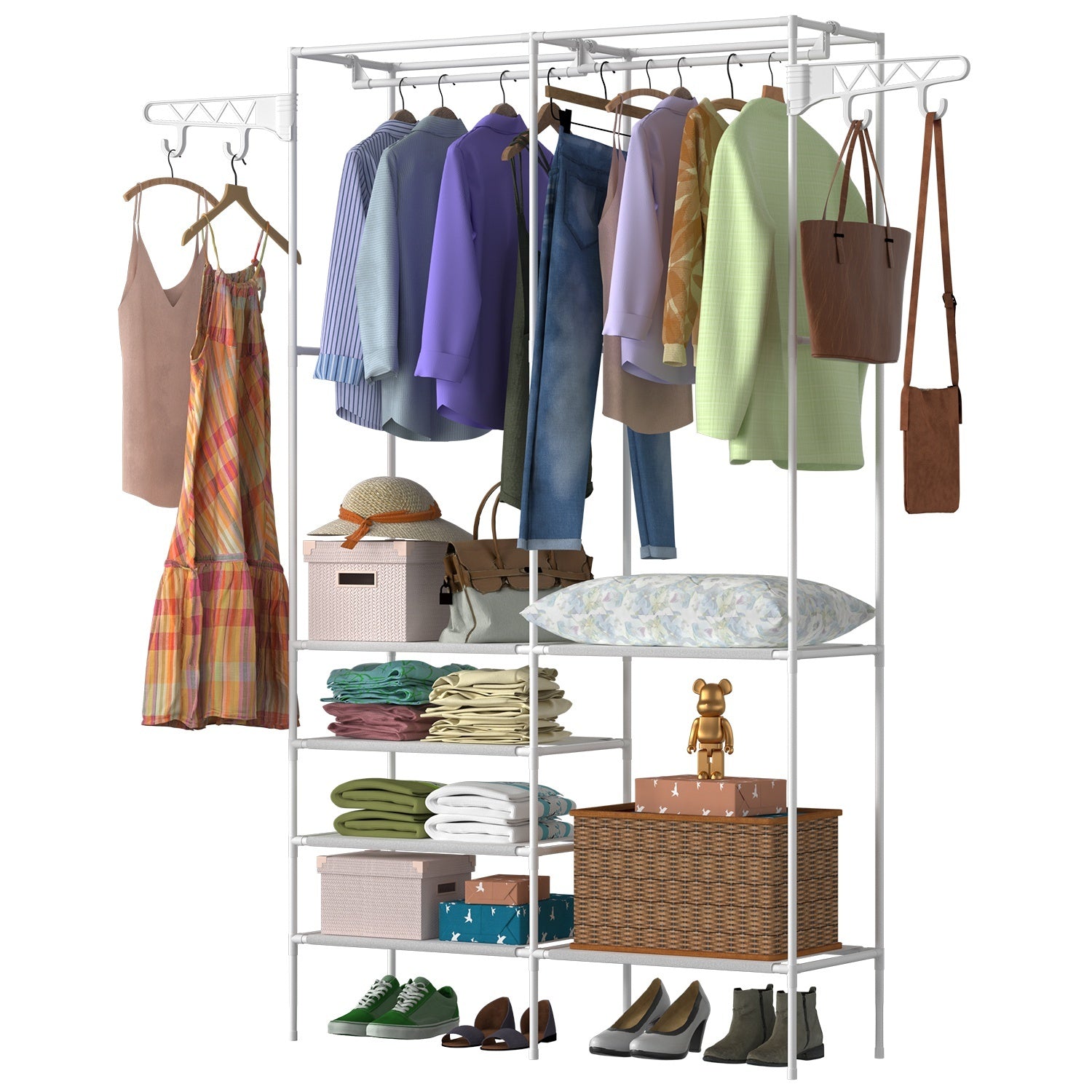 Metal Garment Rack – Freestanding Clothing & Shoe Organizer