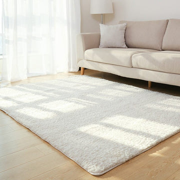 Fluffy White Area Rug – Soft Solid Carpet for Home & Bedroom
