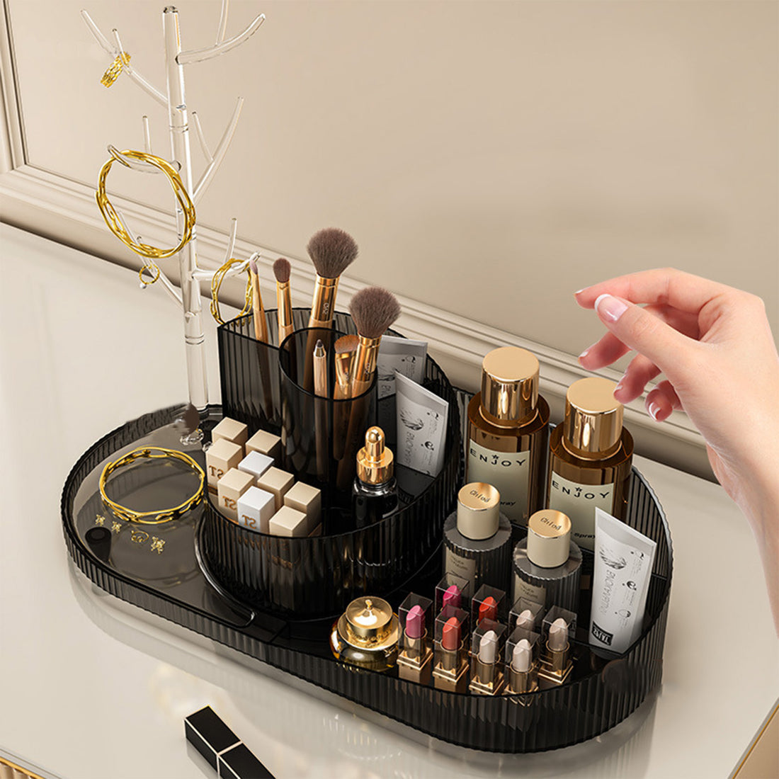 Rotating Makeup Organizer – Jewelry Storage Holder
