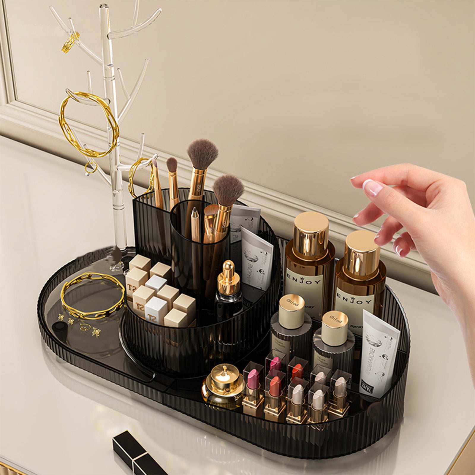 Rotating Makeup Organizer – Jewelry Storage Holder
