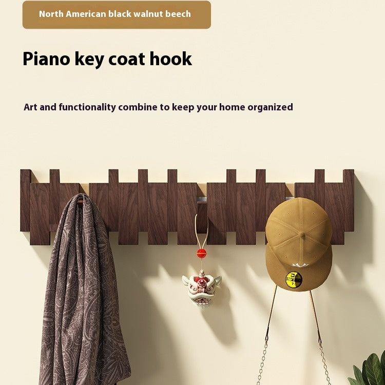 Solid Wood Wall Hook – Punch-Free Key & Clothes Hanger