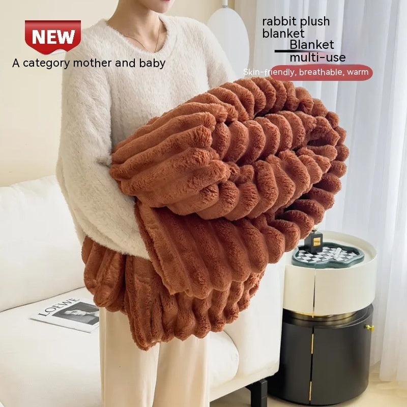 Soft Wind Bubble Velvet Blanket – Double-Sided Warm Fur Throw