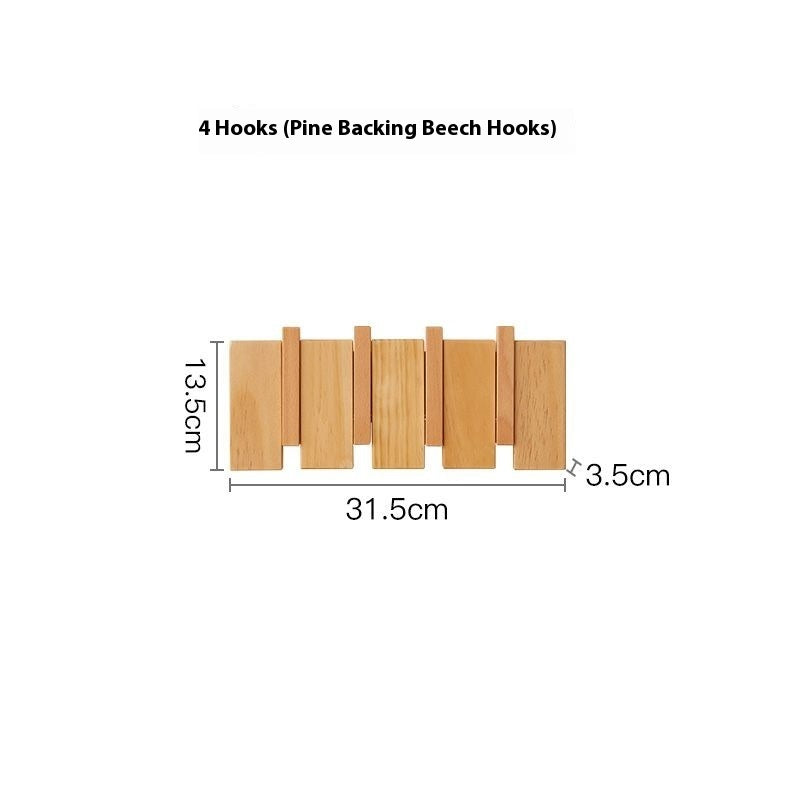 Solid Wood Wall Hook – Punch-Free Key & Clothes Hanger