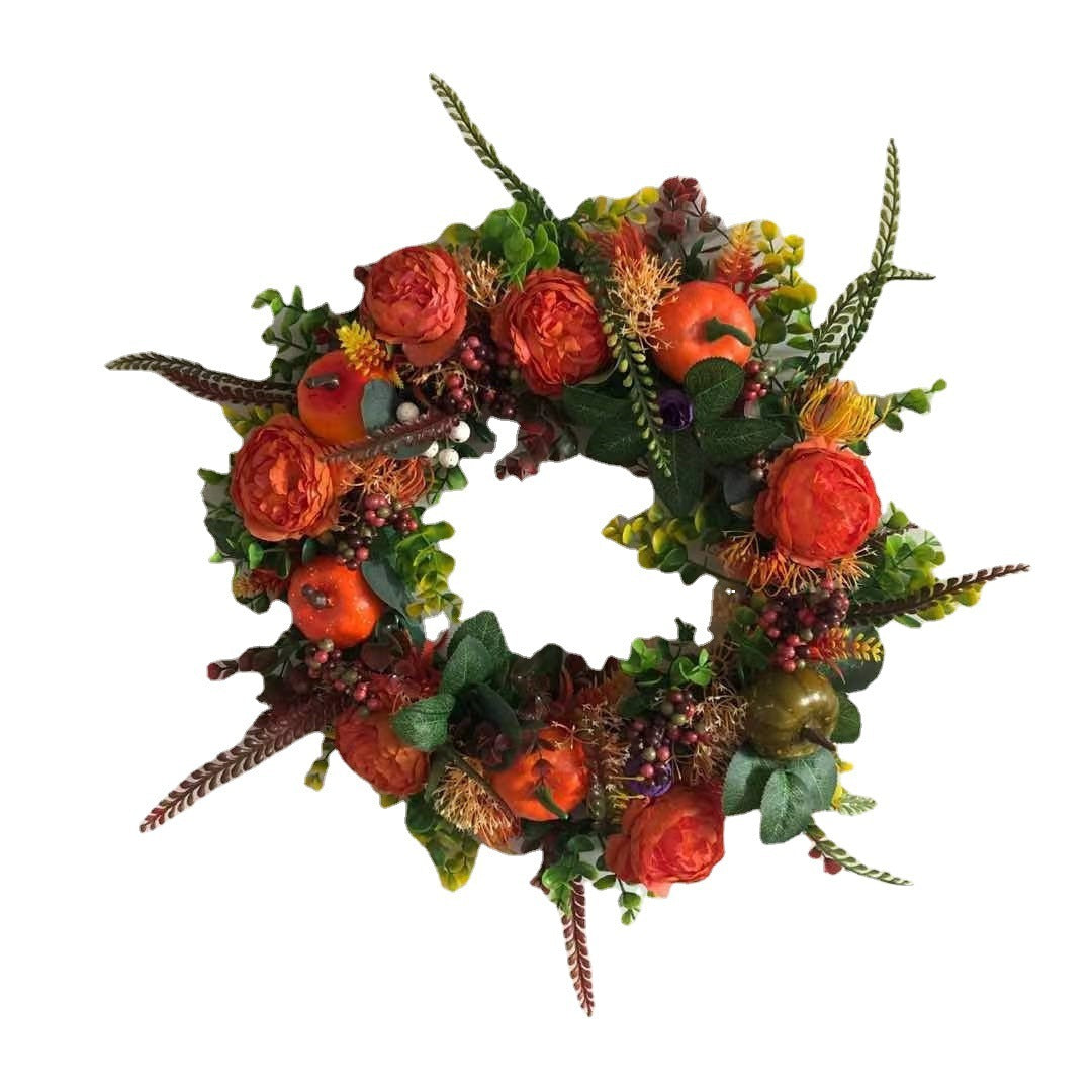 Autumn Peony & Pumpkin Wreath – Halloween Home Decor
