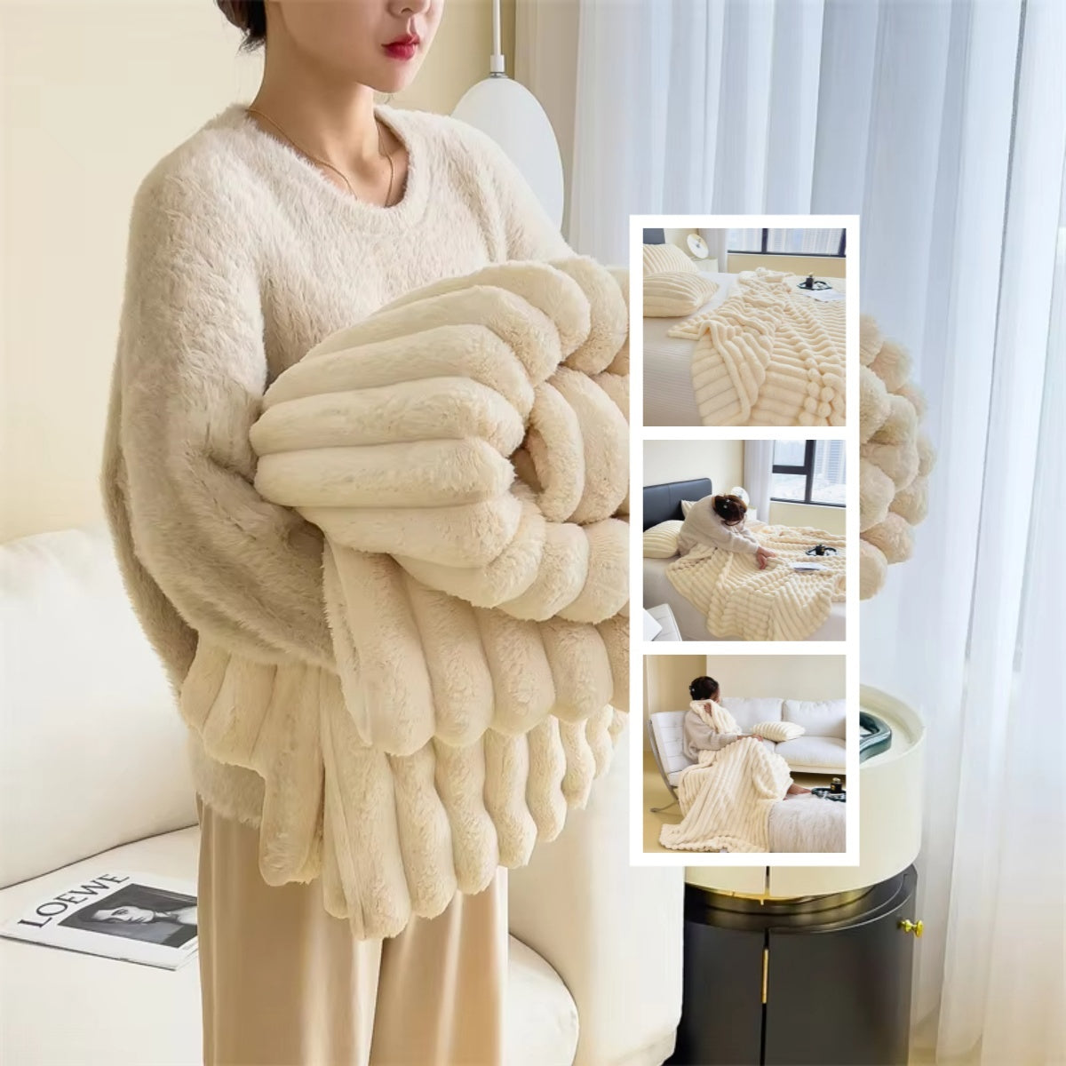Soft Wind Bubble Velvet Blanket – Double-Sided Warm Fur Throw