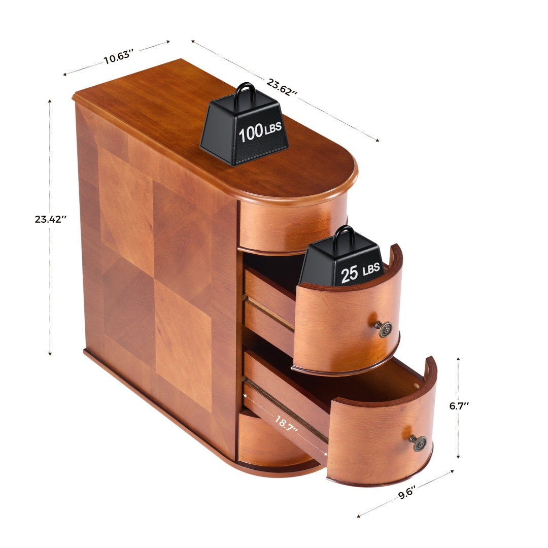 Vintage Side Table with Drawers | Bedroom Nightstand with Extra Storage - Maple Hollow Co.