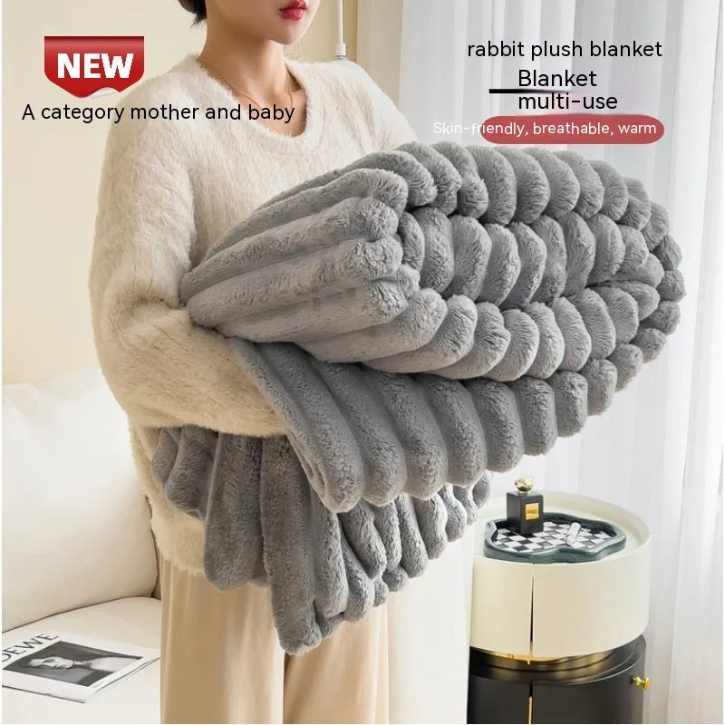 Soft Wind Bubble Velvet Blanket – Double-Sided Warm Fur Throw