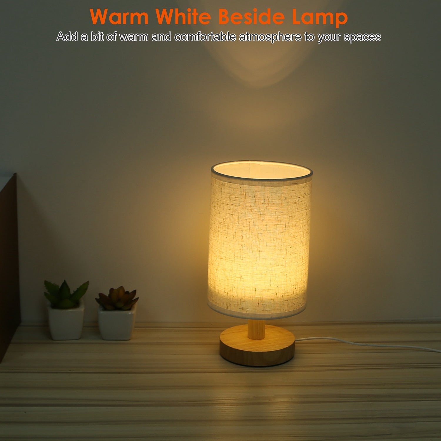 Warm White Bedside Lamp USB Plug Modern Bedroom Lamp