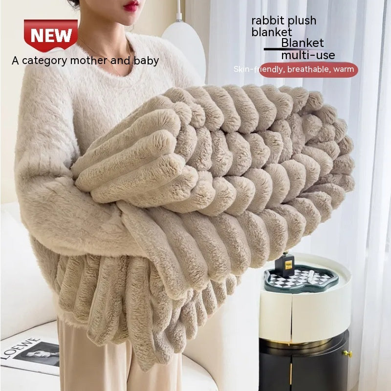 Soft Wind Bubble Velvet Blanket – Double-Sided Warm Fur Throw