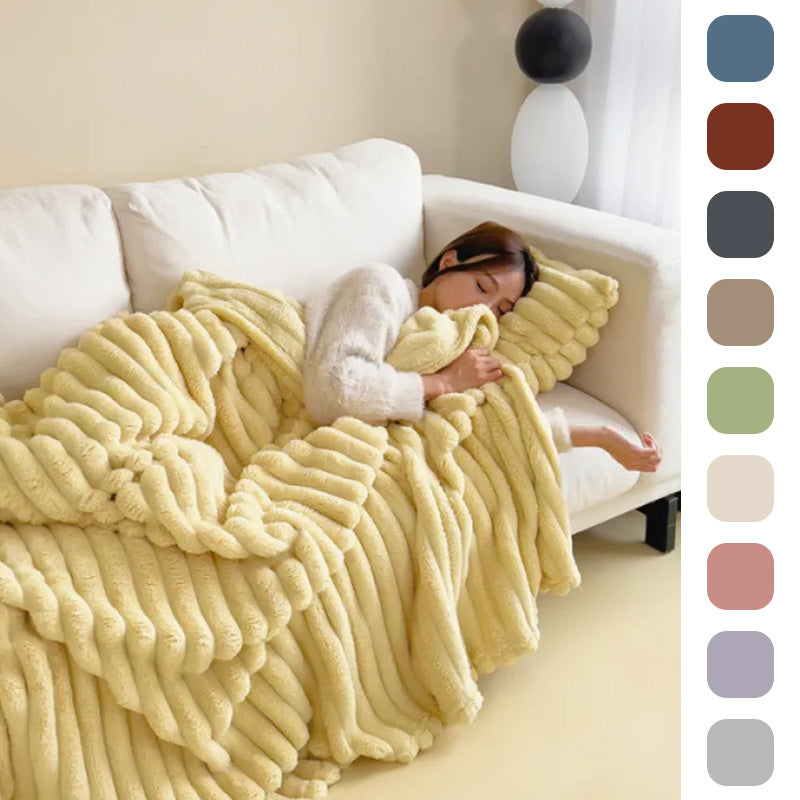 Soft Wind Bubble Velvet Blanket – Double-Sided Warm Fur Throw